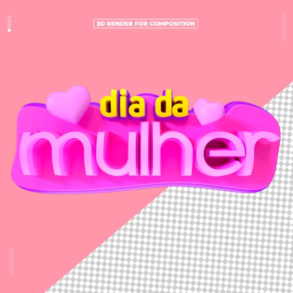 SELO 3D DIA DA MULHER PARA COMPOSIÇÃO 3D