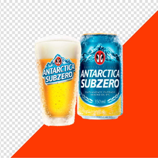 LATA COM COPO DE CERVEJA ANTARCTICA SUBZERO PNG TRANSPARENTE SEM FUNDO