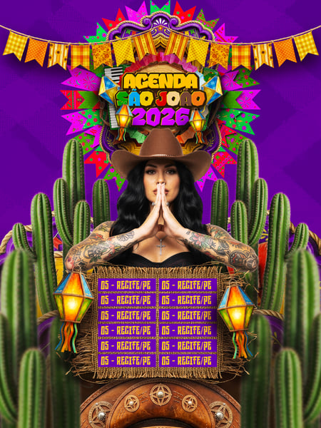 FLYER AGENDA SÃO JOÃO 2026 FEED PSD EDITÁVEL