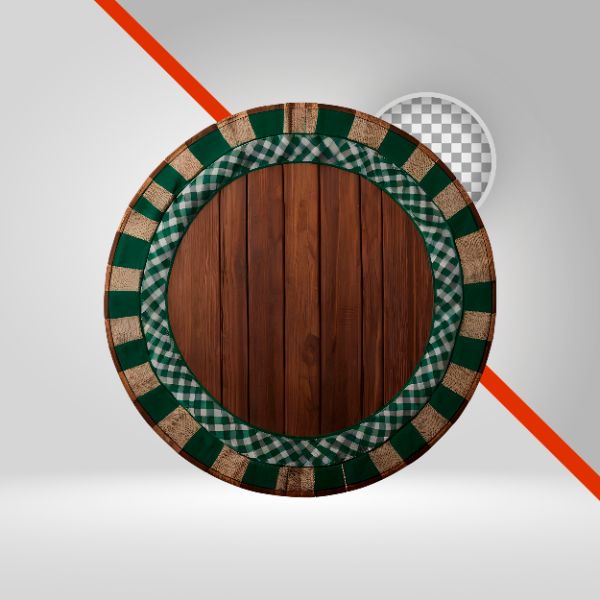 CÍRCULO SÃO JOÃO 3D, ELIPSE DE MADEIRA PRA TEXTO, ELEMENTO PNG, QUADRICULADO, FUNDO TRANSPARENTE, RODA, PANO