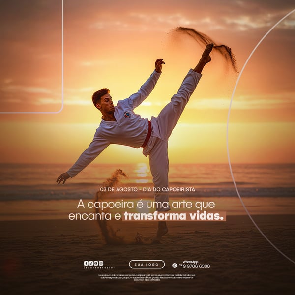 03 DE AGOSTO DIA DO CAPOEIRISTA CAPOEIRA FLYER SOCIAL MEDIA PSD EDITÁVEL
