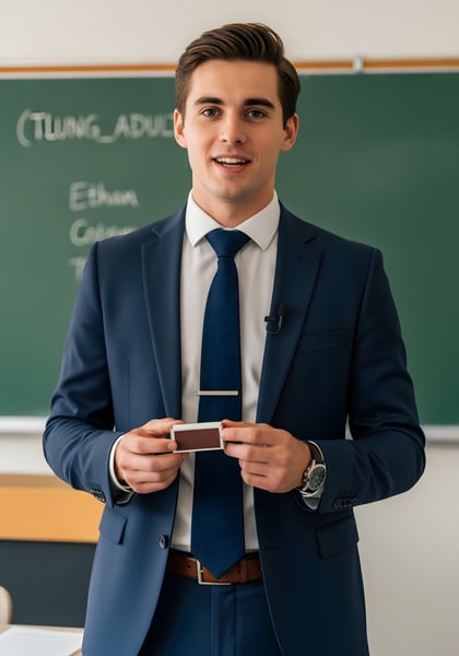 08 Um jovem fazendo uma apresentação na sala de aula 02