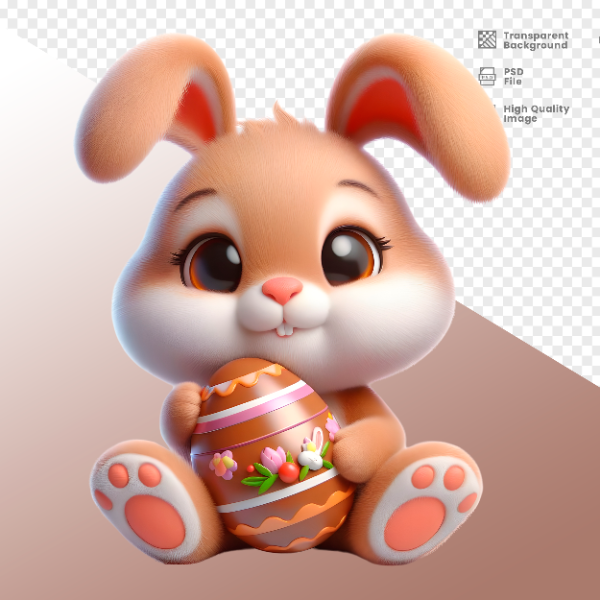 COELHO DA PÁSCOA  ELEMENTO 3D PARA COMPOSIÇÃO - COELHO COM CHOCOLATE