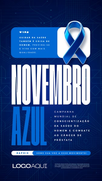 NOVEMBRO AZUL COMBATE AO CÂNCER DE PRÓSTATA SOCIAL MEDIA FLYER PSD EDITÁVEL STORY