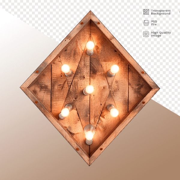 LOSANGO DE MADEIRA COM LUZ - ELEMENTO 3D PARA COMPOSIÇÃO