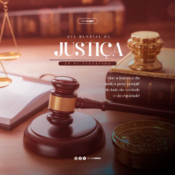 DIA MUNDIAL DA JUSTIÇA 20 DE FEVEREIRO SOCIAL MEDIA POST FEED