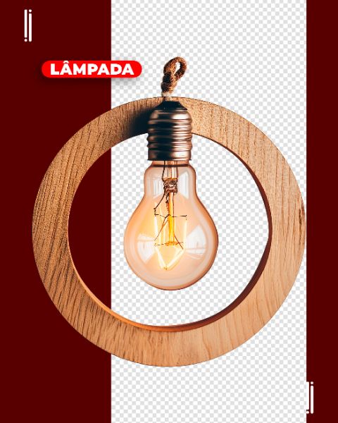 LÂMPADA COM MADEIRA | PARA COMPOSIÇÃO | IMAGEM SEM FUNDO | PSD EDITÁVEL