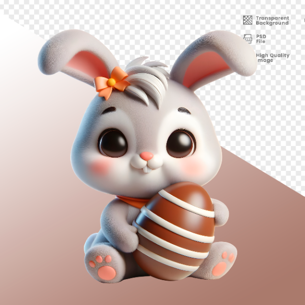 COELHO DA PÁSCOA  ELEMENTO 3D PARA COMPOSIÇÃO - COELHO COM CHOCOLATE