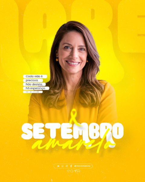 SETEMBRO AMARELO MÊS DE PREVENÇÃO AO SUICÍDIO SOCIAL MEDIA FLYER PSD EDITÁVEL