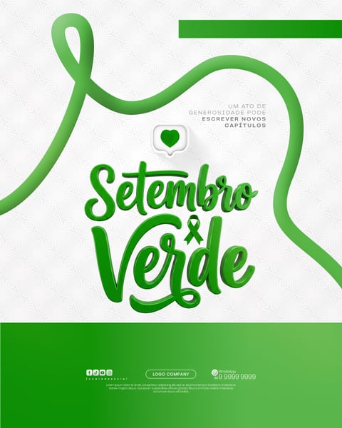 SETEMBRO VERDE CONSCIENTIZAÇÃO DOAÇÃO DE ÓRGÃOS SOCIAL MEDIA PSD EDITÁVEL 1