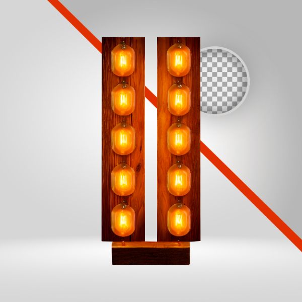 LUZ EM MADEIRA 3D, LÂMPADAS EM TÁBUA, ELEMENTO PNG, LUZES, FUNDO TRANSPARENTE, PARA FLYER DE VAQUEJADA, SERTANEJO