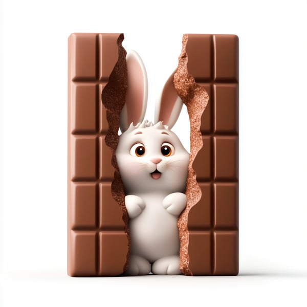 DLX BARRA DE CHOCOLATE COM COELHO BRANCO 3D (4)