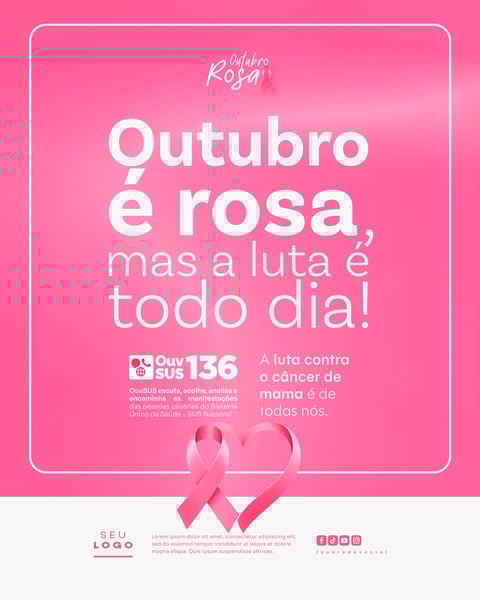 OUTUBRO ROSA CAMPANHA INTERNACIONAL DE CONSCIENTIZAÇÃO PARA O CONTROLE DO CÂNCER DE MAMA SOCIAL MEDIA PSD EDITÁVEL 8