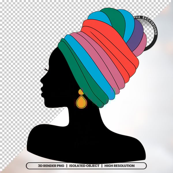 MULHER NEGRA AFRO ELEMENTO PSD PNG