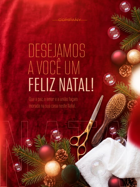 FELIZ NATAL TESOURA PENTE SALÃO SOCIAL MEDIA FLYER PSD EDITÁVEL