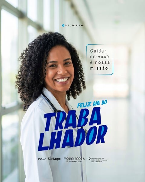 FELIZ DIA DO TRABALHADOR 01 DE MAIO PROFESSÕES SOCIAL MEDIA PSD EDITÁVEL 3