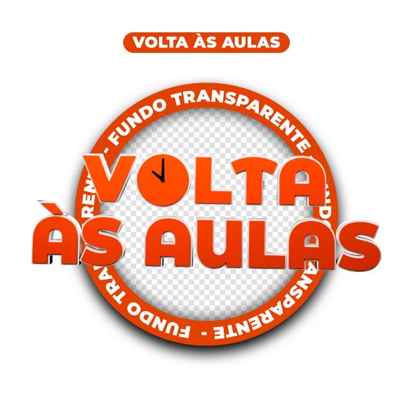 SELO 3D | VOLTA ÀS AULAS | TEXTO 3D | PSD EDITÁVEL