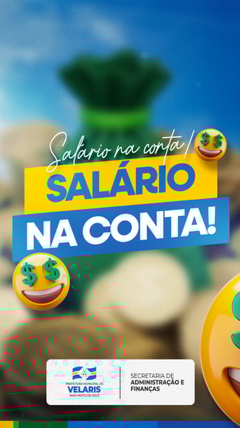 PREFEITURA SALÁRIO NA CONTA AVISO INFORME COMUNICADO SOCIAL MEDIA PSD EDITÁVEL