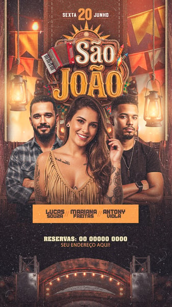 FLYER PARA EVENTOS SÃO JOÃO A TRÊS STORYS