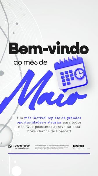 BEM VINDO MAIO SAUDAÇÃO MÊS SOCIAL MEDIA POST EDITÁVEL STORY 17