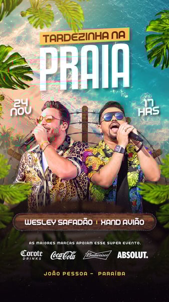 FLYER PARA EVENTO PSD EDITÁVEL STORIES ROLÊZINHO NA PRAIA