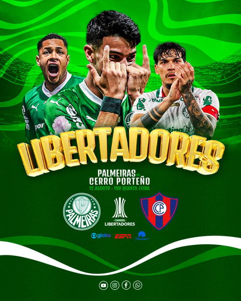 Libertadores Palmeiras vs Cerro Porteño Arte de Jogo PSD Editável
