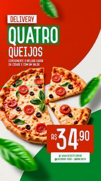 STORY PIZZA QUATRO QUEIJOS PIZZARIA SOCIAL MEDIA PSD EDITÁVEL