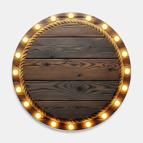 TAMPA DE MADEIRA COM LUZES EM VOLTA E UMA CORDA CIRCULAR AO CENTRO 02