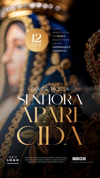 DIA DE NOSSA SENHORA APARECIDA 12 DE OUTUBRO STORY SOCIAL MEDIA PSD EDITÁVEL 4