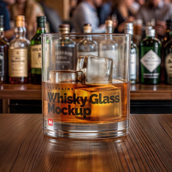 Copo de Whisky PSD EDITÁVEL Mockup