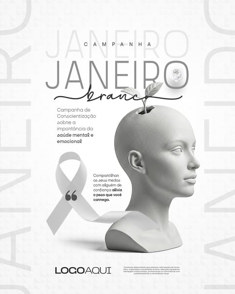 JANEIRO BRANCO BUSTO PLANTA SOCIAL MEDIA FLYER PSD EDITÁVEL
