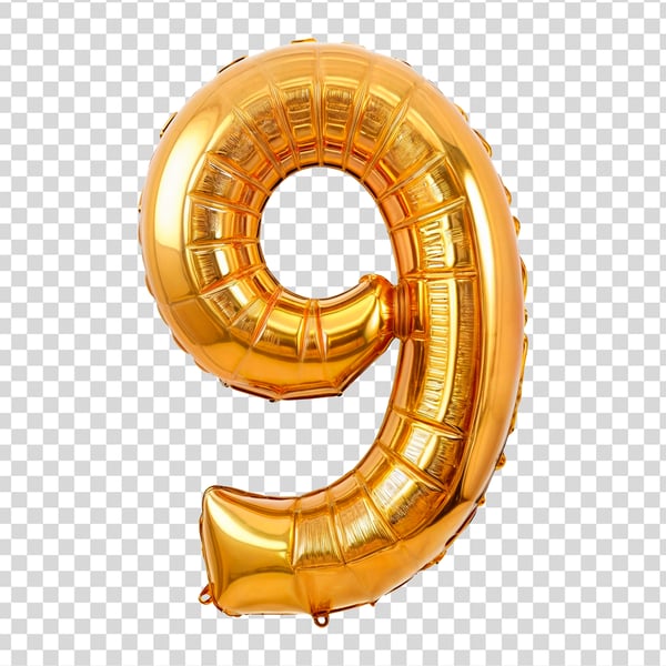 NÚMERO 9 FORMATO DE BALÃO ELEMENTO 3D PNG