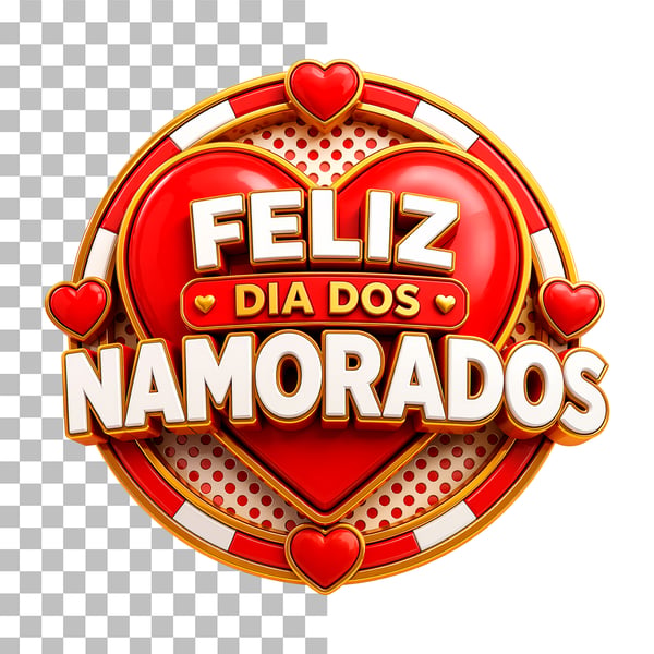 SELO 3D FELIZ DIA DOS NAMORADOS PSD EDITÁVEL