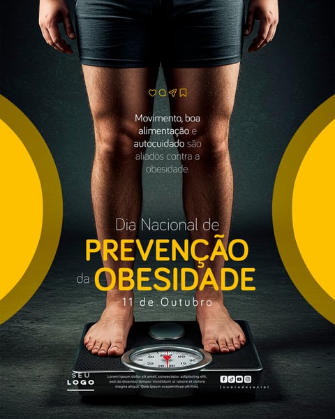 DIA NACIONAL DE PREVENÇÃO DA OBESIDADE 11 DE OUTUBRO SOCIAL MEDIA PSD EDITÁVEL 4