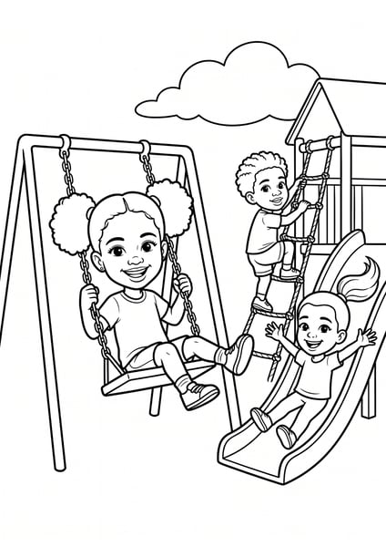 IMAGEM PARA IMPRESSÃO DIA DAS CRIANÇAS MENINA NO PARQUINHO COM AMIGOS EM JPG