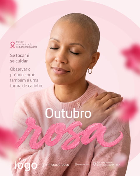 OUTUBRO ROSA CAMPANHA DE CONSCIENTIZAÇÃO E PREVENÇÃO DO CÂNCER DE MAMA PSD EDITÁVEL 3