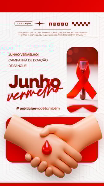 JUNHO VERMELHO CAMPANHA DE DOAÇÃO DE SANGUE CAMPANHA DE SAÚDE SOCIAL MEDIA STORY