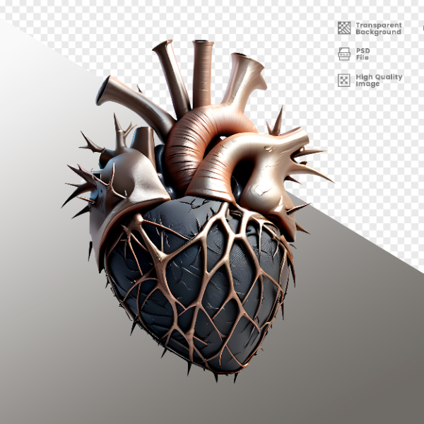 CORAÇÃO COM ESPINHOS  ELEMENTO 3D PARA COMPOSIÇÃO - HEART