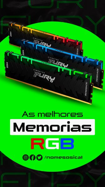 STORY SOCIAL MEDIA POST MEMORIA DDR4 GAMER KINGSTON RGB PSD EDITÁVEL