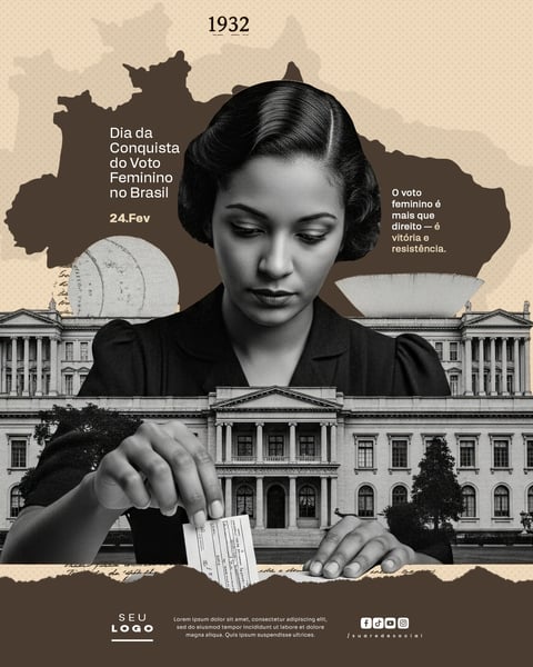 DIA DA CONQUISTA DO VOTO FEMININO NO BRASIL 24 DE FEVEREIRO SOCIAL MEDIA PSD EDITÁVEL 3