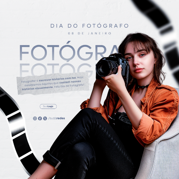 AQUELES QUE CONTAM NOSSAS HISTÓRIAS VISUALMENTE DIA DO FOTÓGRAFO 8 DE JANEIRO FEED SOCIAL MEDIA POST