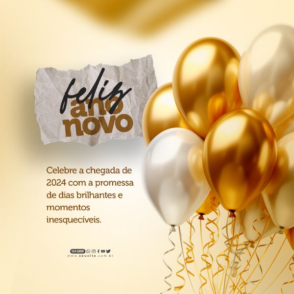 SOCIAL MEDIA - FELIZ ANO NOVO - CELEBRE A CHEGADA DE 2024