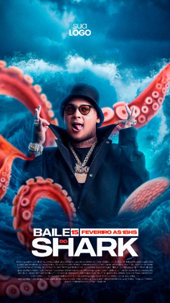 FLYER DE EVENTOS BAILE DO SHARK MC RYAN SP STORY