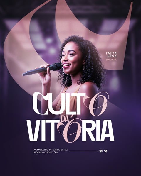 FLYER GOSPEL CULTO DOMINGO DE LOUVOR E ADORAÇÃO IGREJA SOCIAL MEDIA PSD EDITÁVEL