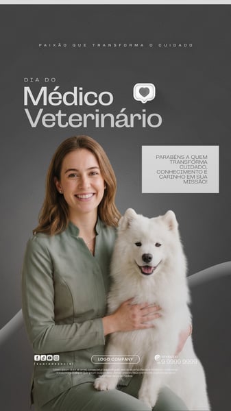 DIA DO MÉDICO VETERINÁRIO HOMENAGEM ESPECIAL SOCIAL MEDIA PSD EDITÁVEL 3 STORY