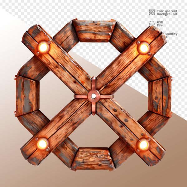 CÍRCULO DE MADEIRA COM LUZ - ELEMENTO 3D PARA COMPOSIÇÃO - WOOD