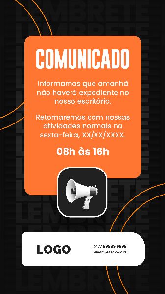 SOCIAL MEDIA PARA AVISOS E COMUNICADOS - LARANJA