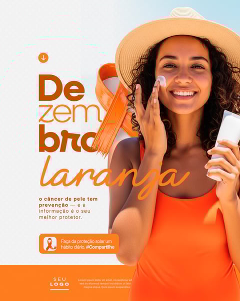 DEZEMBRO LARANJA MÊS DE CONSCIENTIZAÇÃO SOBRE O CÂNCER DE PELE SOCIAL MEDIA PSD EDITÁVEL (2)