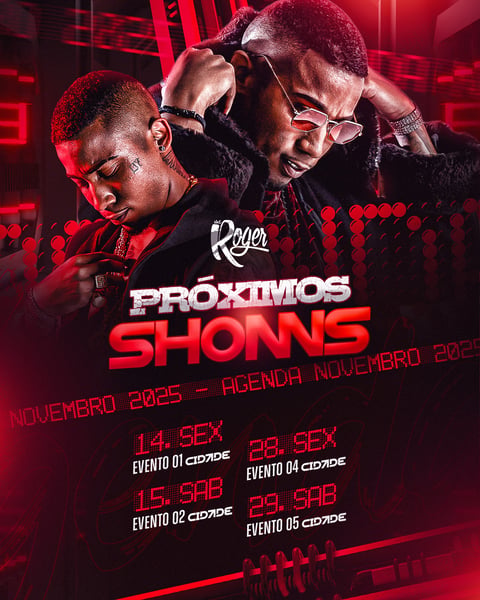 FLYER AGENDA DE SHOWS NOVEMBRO MC ROGER FUNK FEED