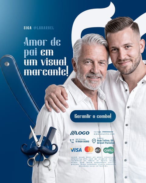 AMOR DE PAI VISUAL MARCANTE BARBEARIA DIA DOS PAIS SOCIAL MEDIA PSD EDITÁVEL